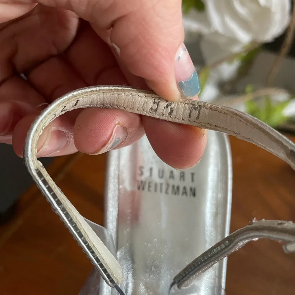 Stuart Weitzman Silver Crystal Heels Size 9.5 - Picture 5 of 7